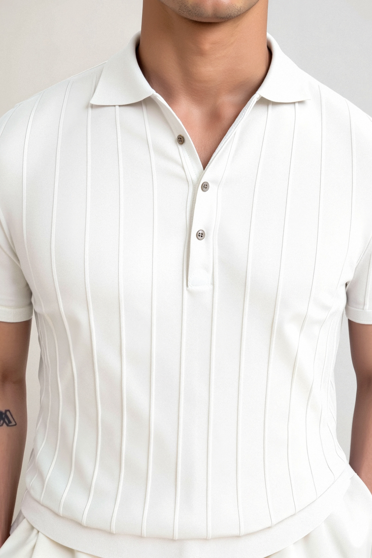 Vertical Streifend Button up Polo
