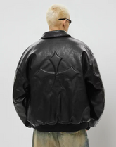 Cross Leather Jacket Black
