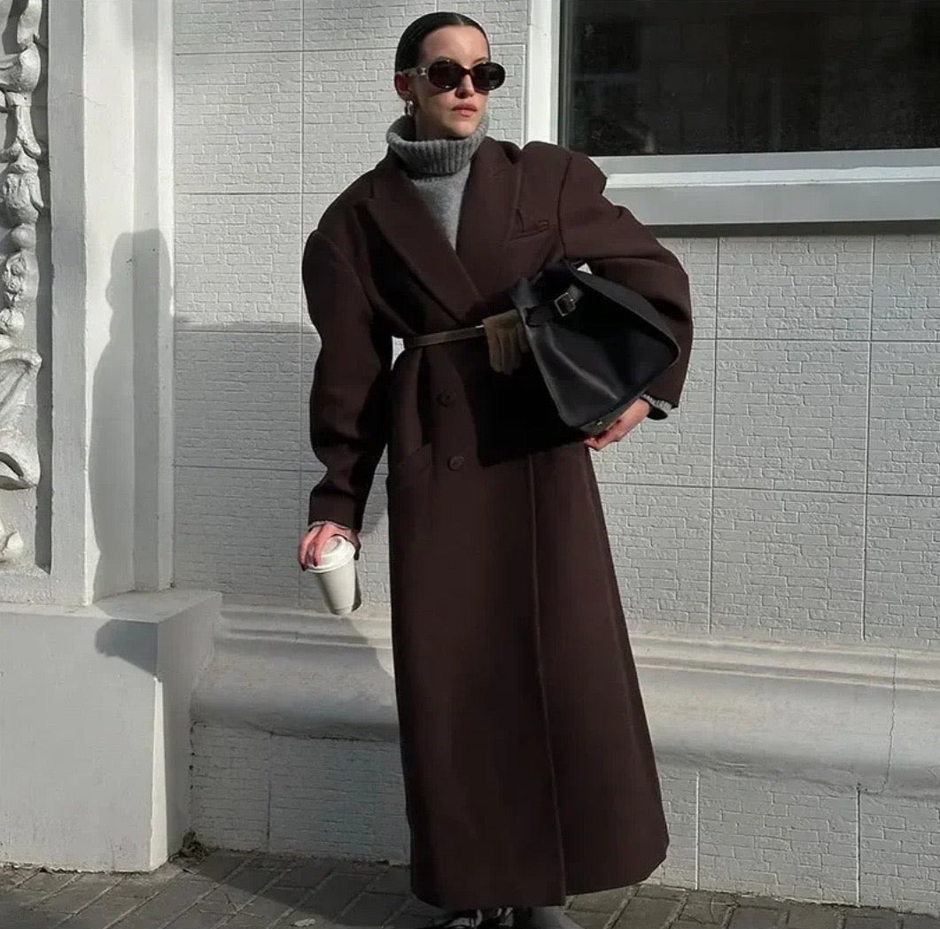 manteau en laine marron