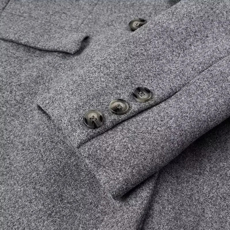 Long manteau en laine grise