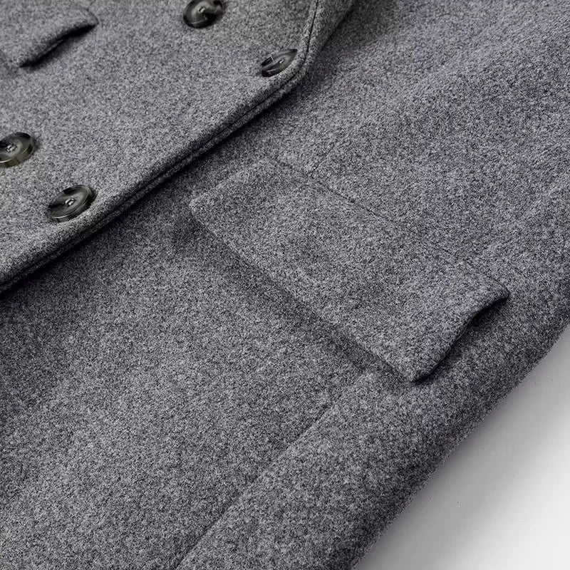 Long manteau en laine grise