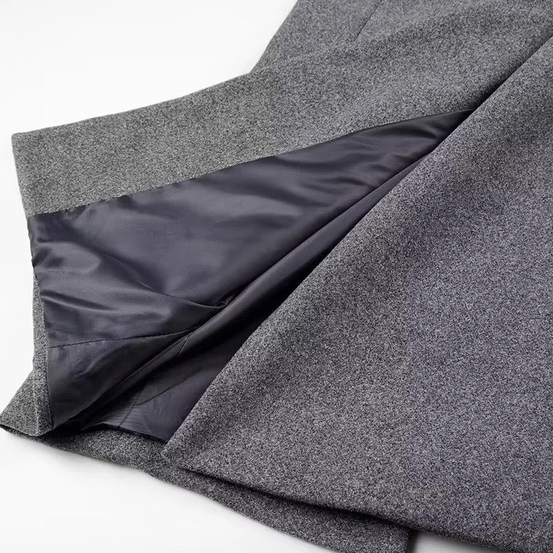 Long manteau en laine grise