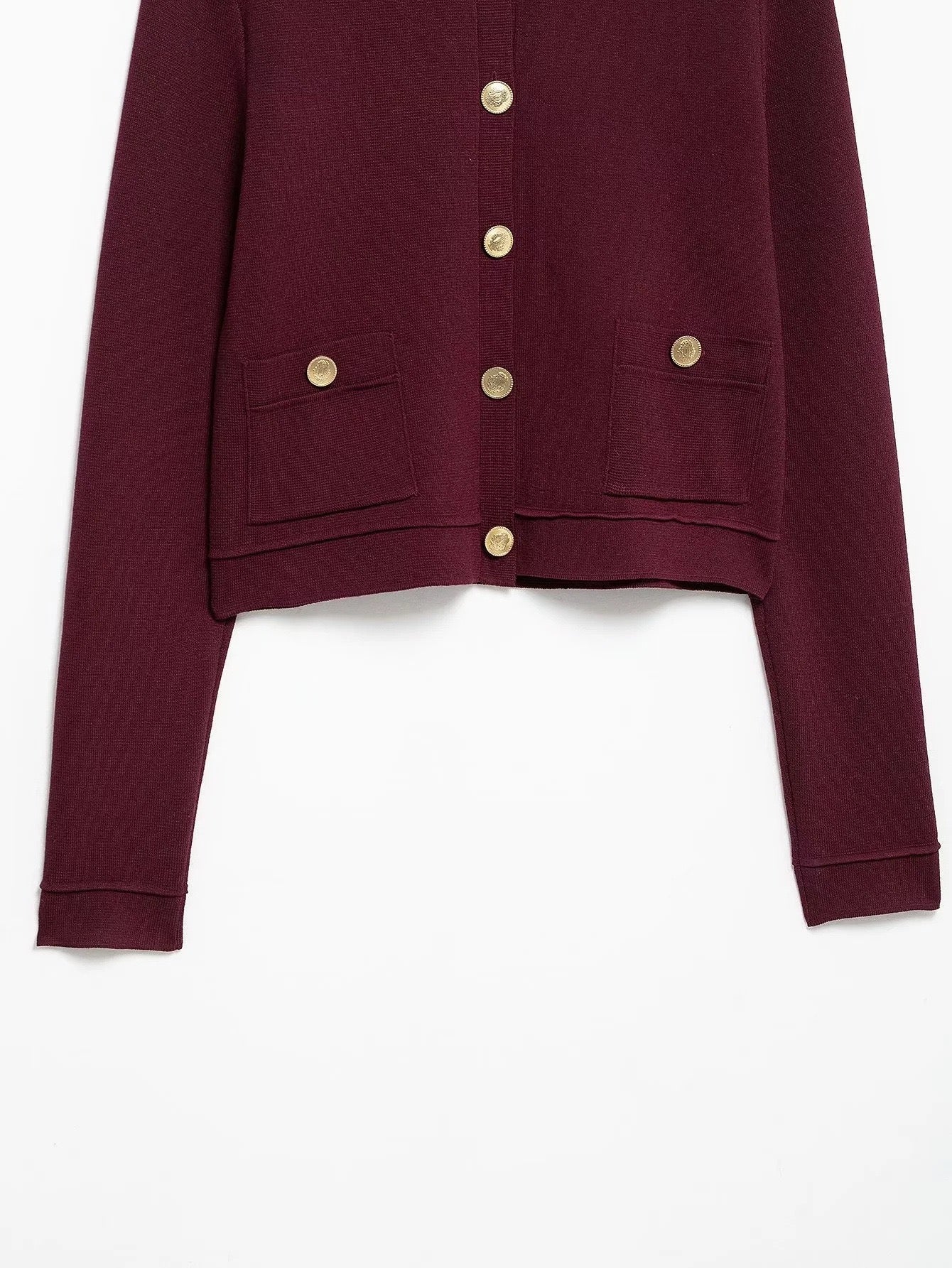 Eleganter roter Strick-Zweiteiler Cardigan