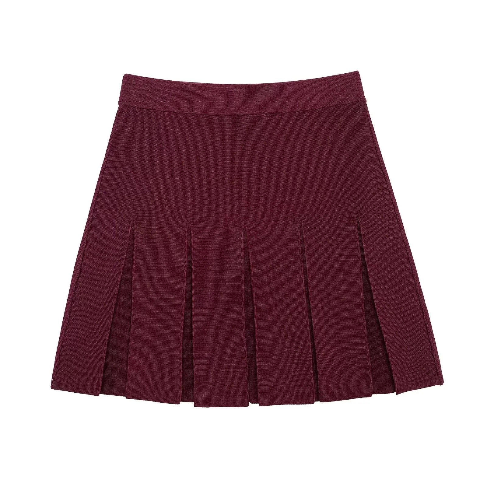 Eleganter roter Strick-Zweiteiler Cardigan