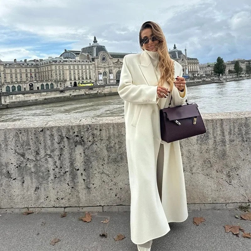 Manteau en laine crème