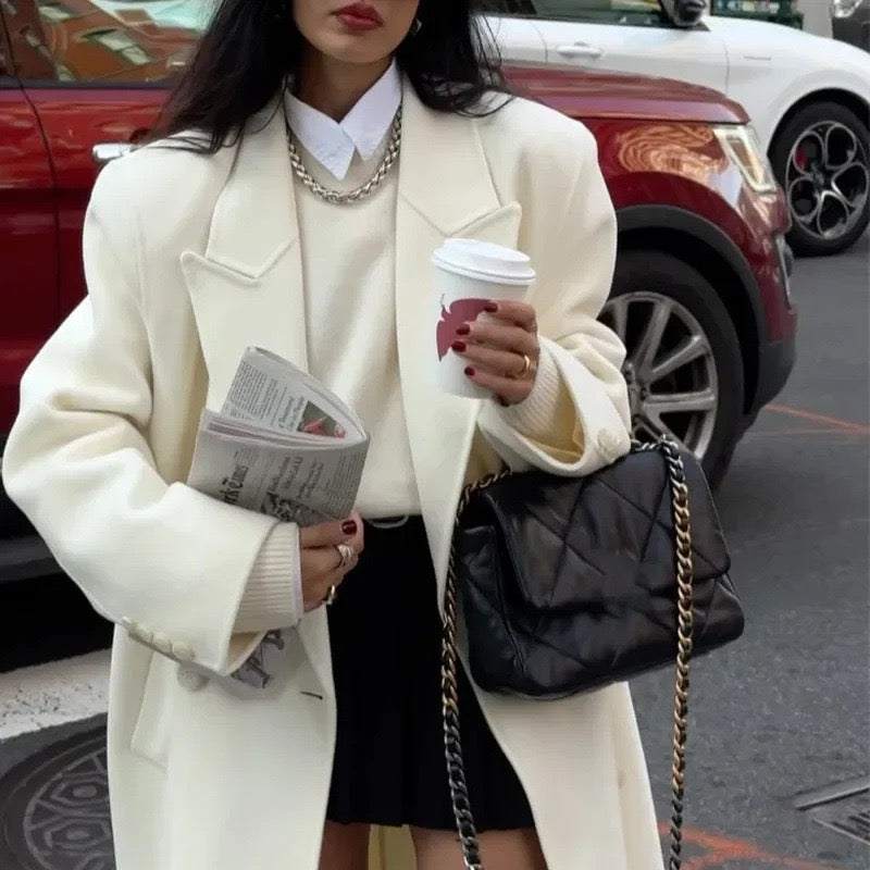 Manteau en laine crème