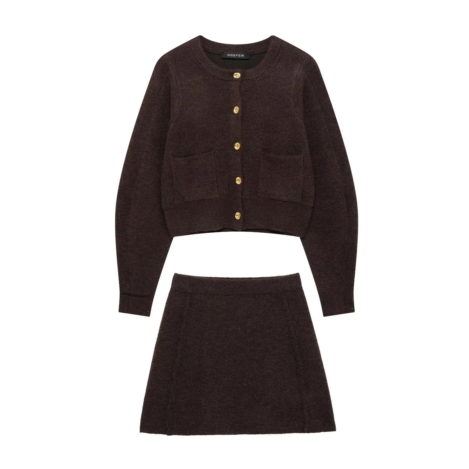 Cardigan avec jupe marron