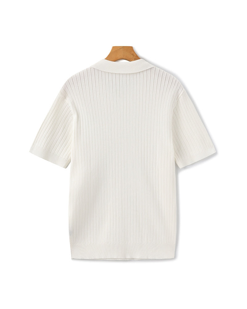 Premium Geripptes Poloshirt