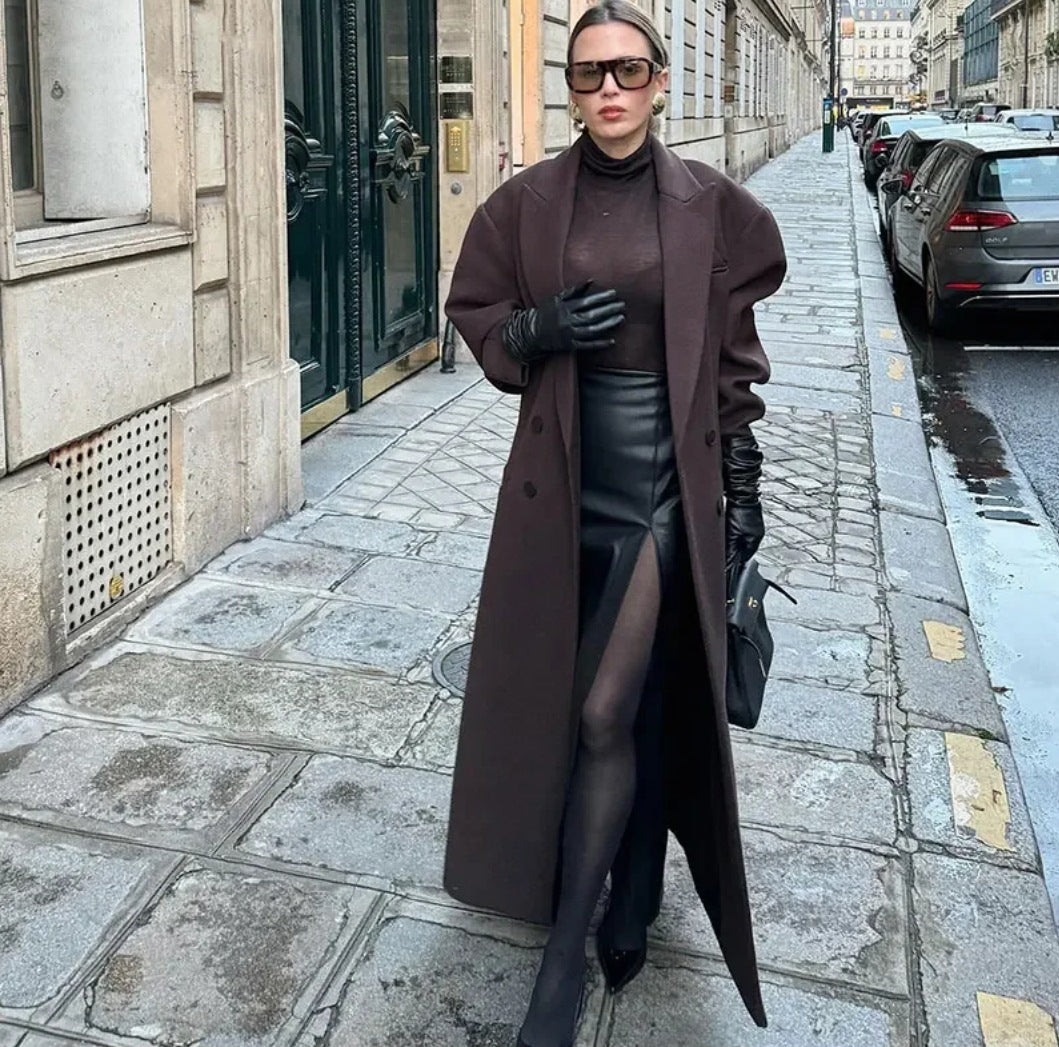 manteau en laine marron