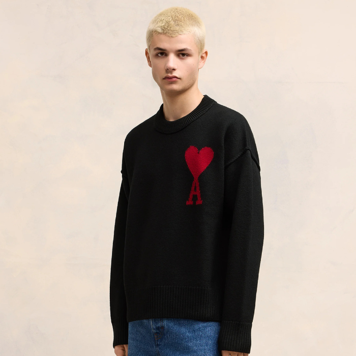 Ami sweater with embroidered A heart