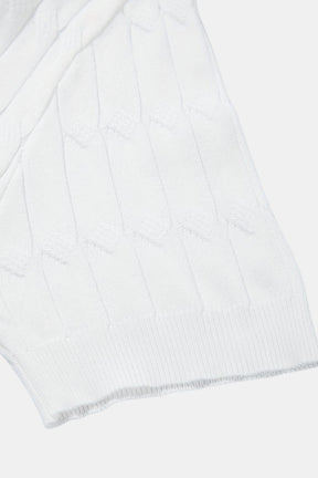 Premium V-neck Cable Knit Polo