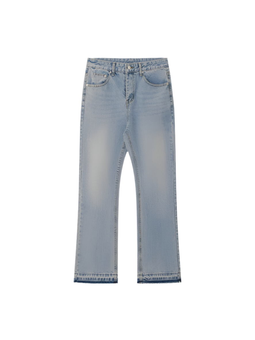 Jean évasé bleu délavé