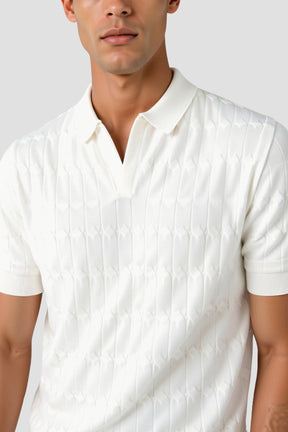 Premium V-neck Cable Knit Polo