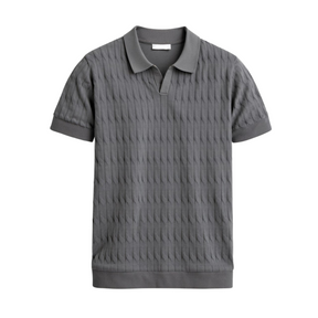 Premium V-neck Cable Knit Polo