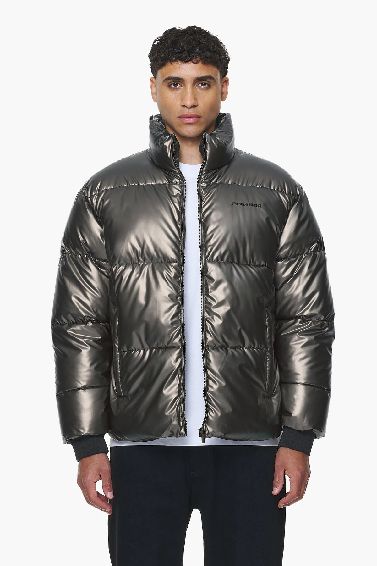 Pegador Solin Glossy Puffer Jacket Dark Chrome