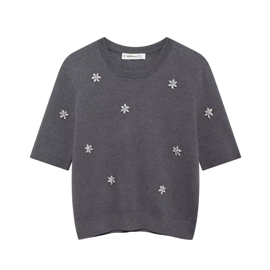 Ensemble deux pièces gris à fleurs