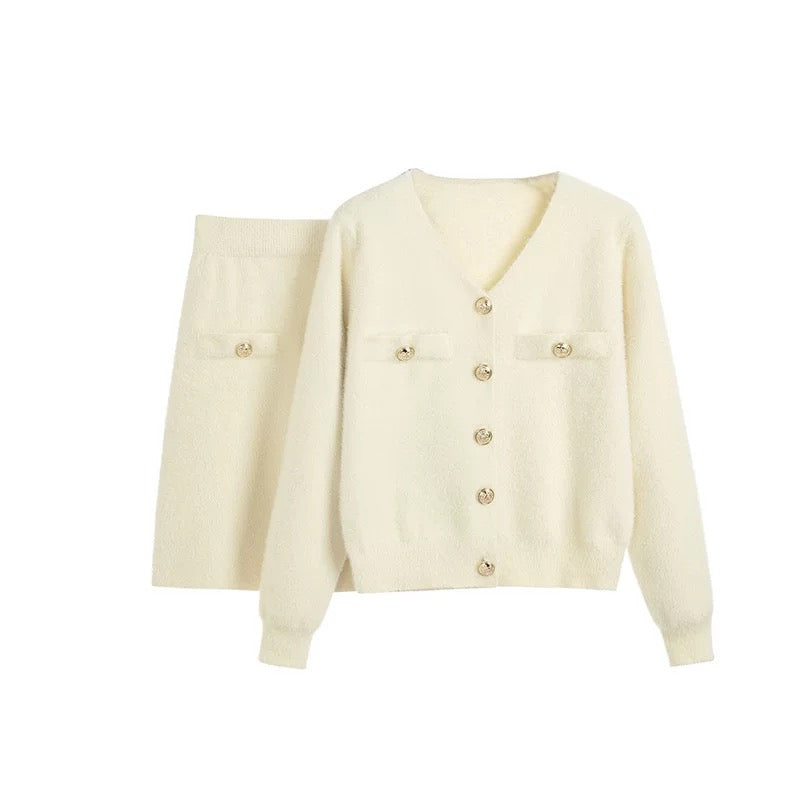Costume deux pièces élégant - blanc cassé