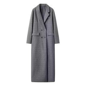 Long manteau en laine grise