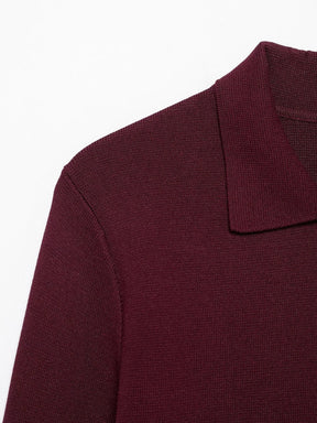 Eleganter roter Strick-Zweiteiler Cardigan