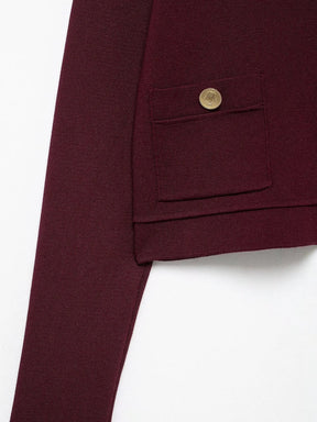 Eleganter roter Strick-Zweiteiler Cardigan