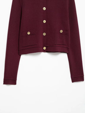 Eleganter roter Strick-Zweiteiler Cardigan