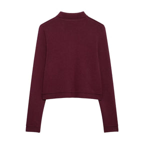 Eleganter roter Strick-Zweiteiler Cardigan