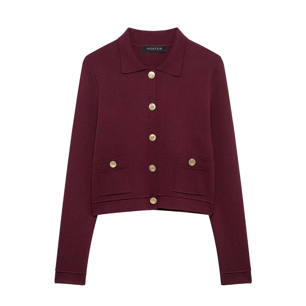 Élégant cardigan en tricot rouge en deux pièces
