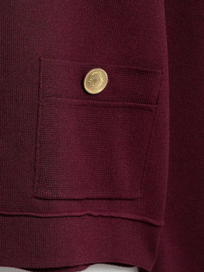 Eleganter roter Strick-Zweiteiler Cardigan