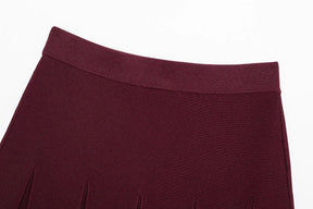 Eleganter roter Strick-Zweiteiler Cardigan