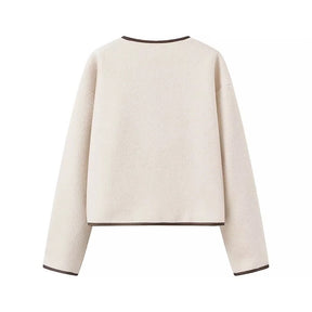 Veste en laine beige avec nœud