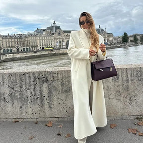 Manteau en laine crème