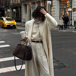 Manteau en laine crème