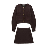 Cardigan avec jupe marron