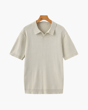 Premium Geripptes Poloshirt