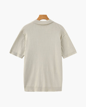 Premium Geripptes Poloshirt