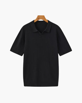 Premium Geripptes Poloshirt