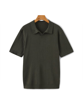 Premium Geripptes Poloshirt