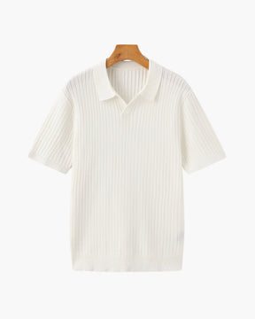 Premium Geripptes Poloshirt