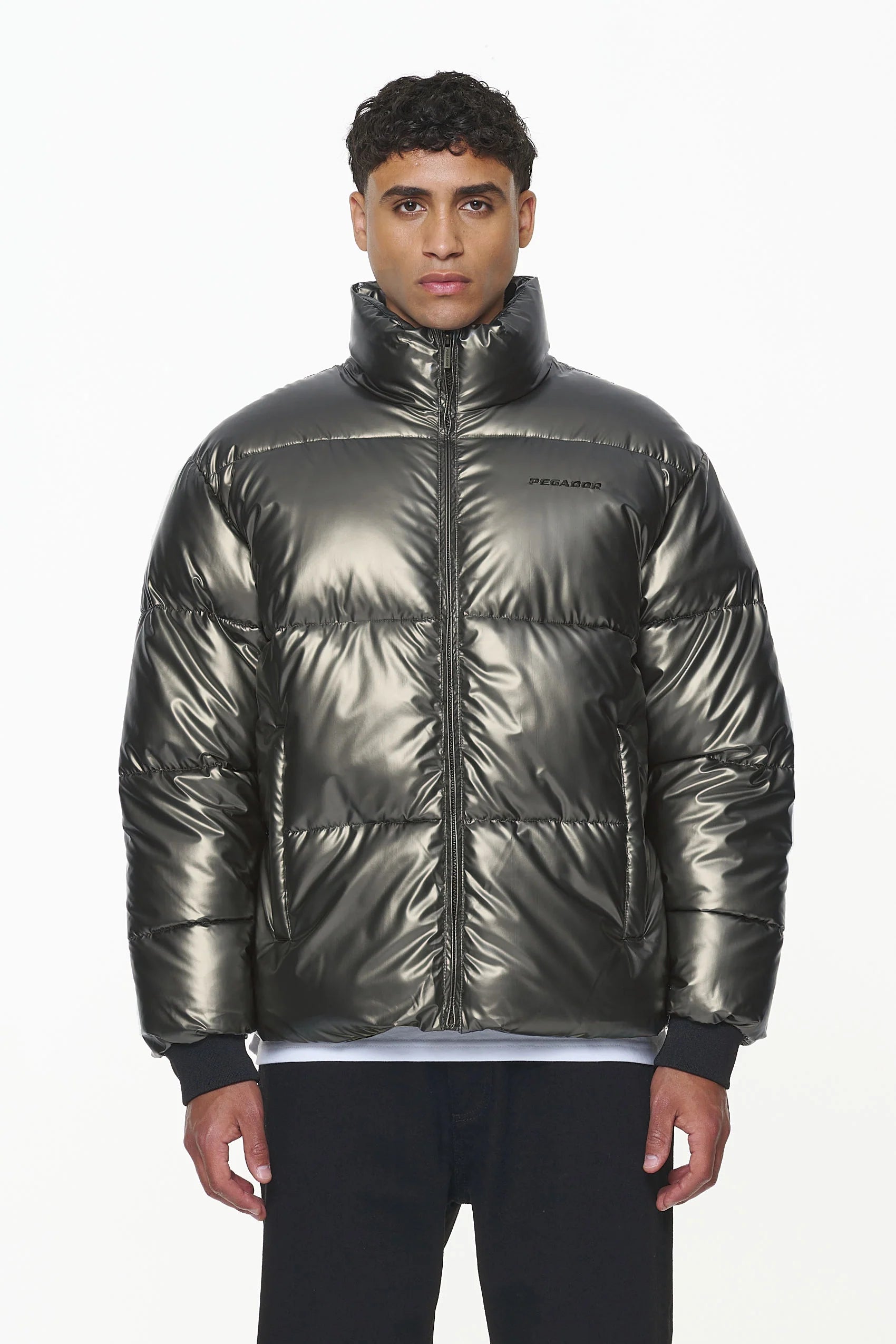 Pegador Solin Glossy Puffer Jacket Dark Chrome